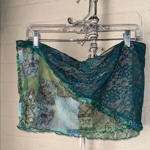 Mistress Rocks tube top NEW Teal and Green Lace large lined